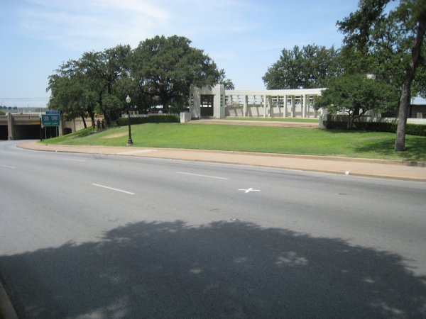 The Grassy Knowll and spot where JFK was killed