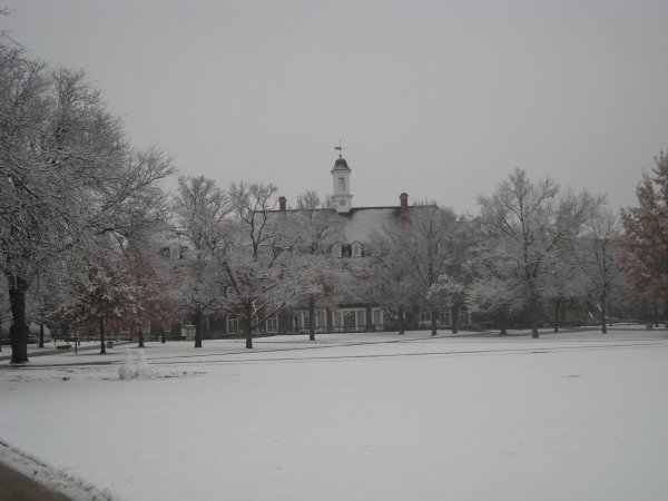 The Quad covered in snow.