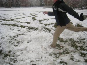 Kicking my dead snow man