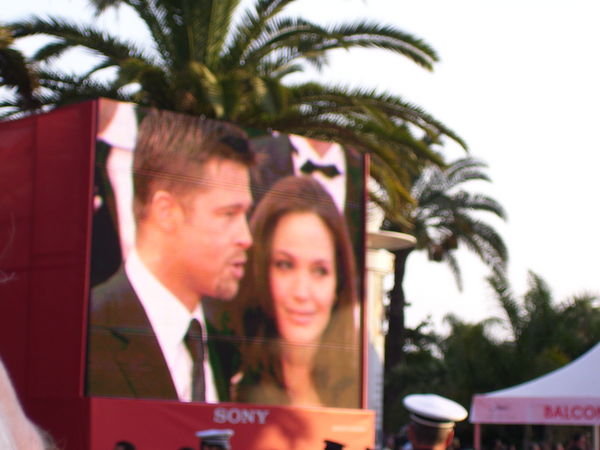 Angelina Jolie and Brad Pitt on the screen