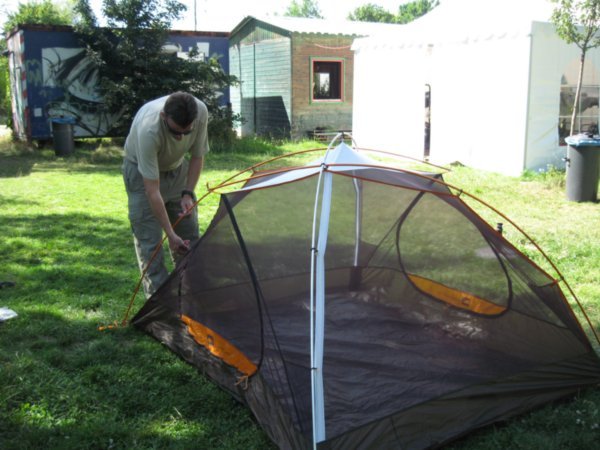 Setting up Tent