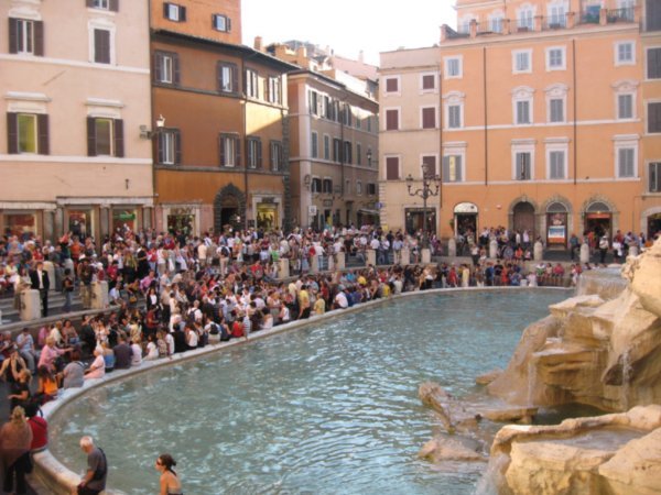 Crowds at Trevi Fountain