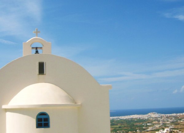 Chuch with Naxos town in background