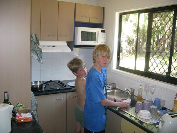 The Boys doing Dishes