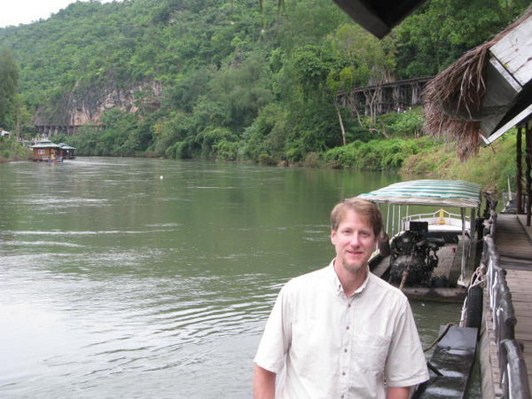 Gregg on the River Kwai in front of House Boat.