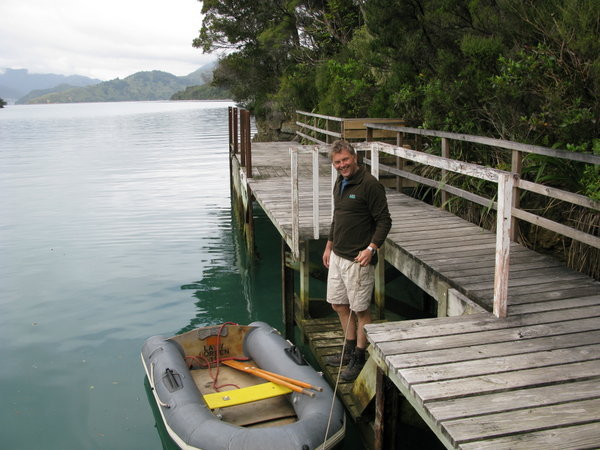 Dave at the Jetty with the dinghy