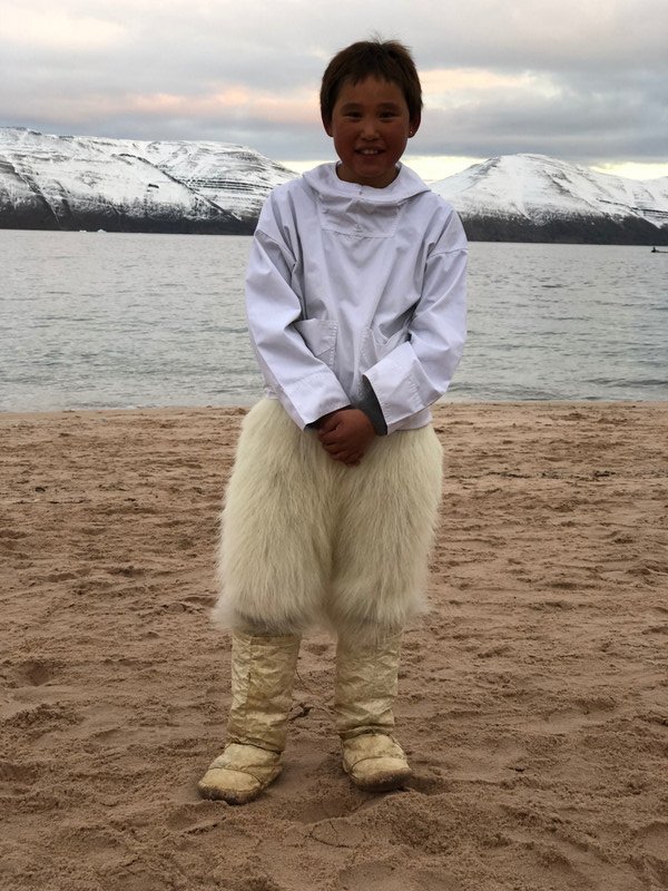 The boy with the polar bear pants