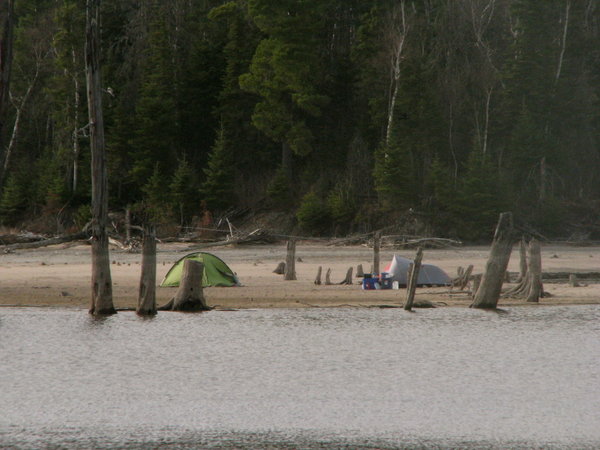 Our camping area on the sand bar.