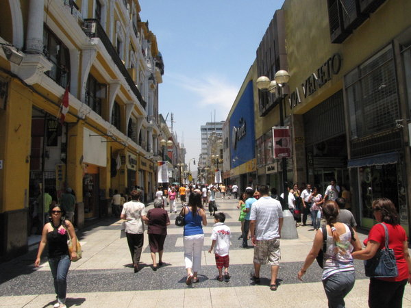 Hustle bustle in Lima's central shopping area