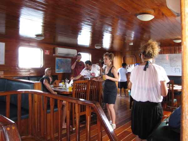 Inside our boat (the Angelique)