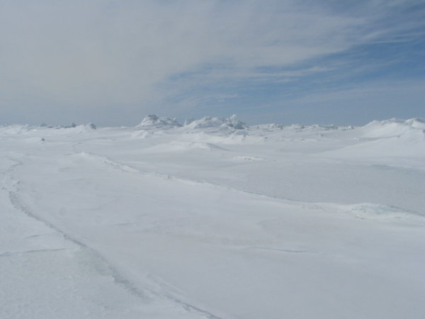 The frozen Hudson Bay.