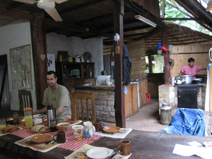Marion in the background preparing our breakfast