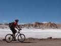 Biking amongst the salty plains.