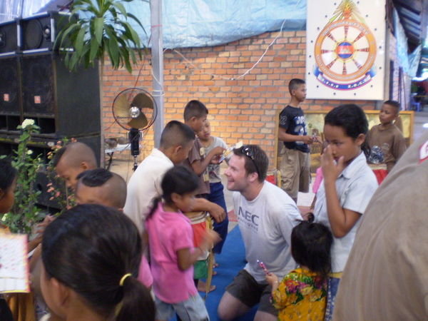 Craig chatting with the orphans