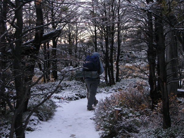 Karen walks the last leg on the freshly fallen snow