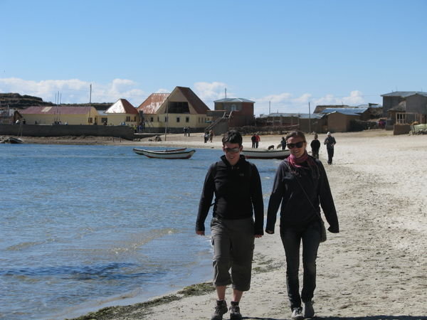 Karen & Carolyn walk along the playa