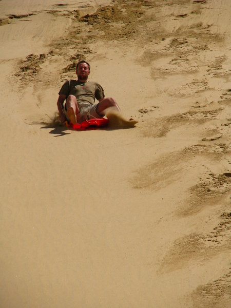 Tony speedsdown a dune!