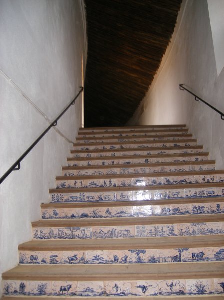 stairs up to the nose bleed section, beautiful tiles