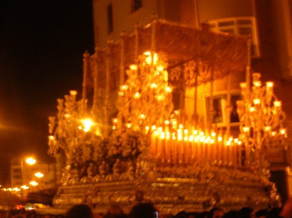 a float in Malaga at night