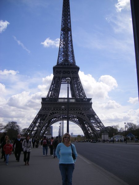 Mom in front of the Eiffel Tower