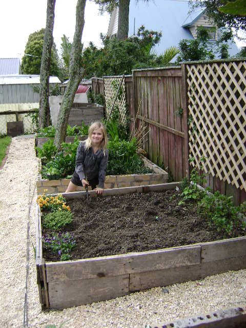 Tayla at the vege garden