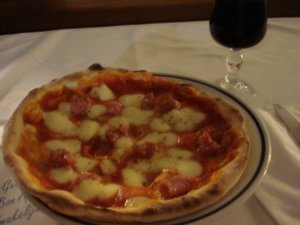 Authentic Italian Pizza dinner with wine