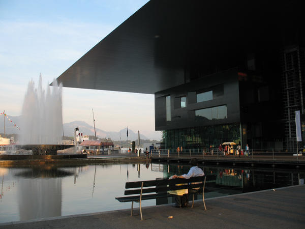 The modern Kultur and Kongresszentrum (Arts and Congress Centre) near the main boat quay
