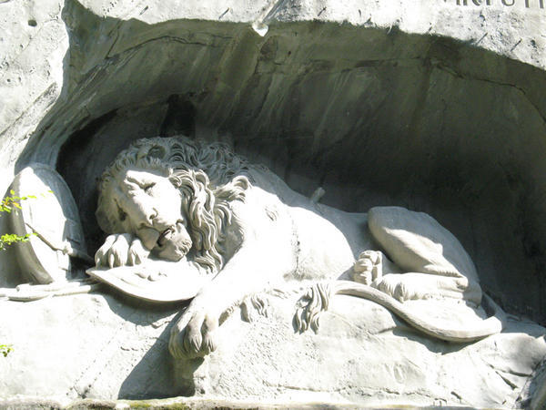 The Lowendenkmal (Lion Monument) is dedicated to the Swiss soldiers who died in 1792 defending King Louis XVI during the French Revolution