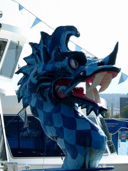 Blue Dragon boat on Lake Luzern
