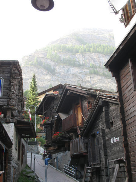 One of the many small residential streets in Zermatt