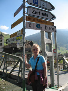 Mum at a crossroads in the small village of Vals