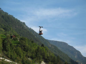 Cable car high above the mountains
