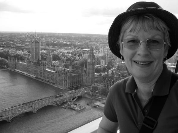 Mum with a great shot of the Houses of Parliament in the background