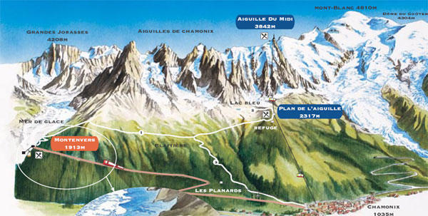 Map of French Alps - Chamonix