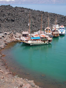 Boats moored at the Red Beach