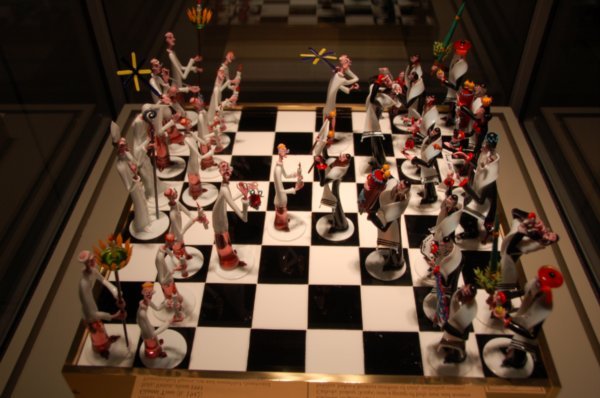 Chess game made out of glass
