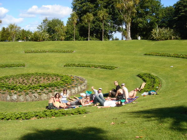 Chillin in the rounabout at Cornwall park with the crew