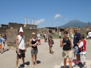 The Volcano in the background erupted and smoked Pompei