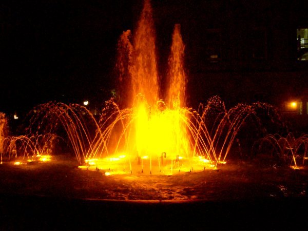 Water Fountain lit up