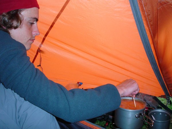 Ber cooking in tent