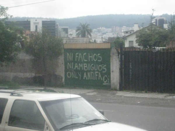 Anitfa grafitti on way into Quito