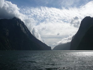 Sailing into Milford Sound