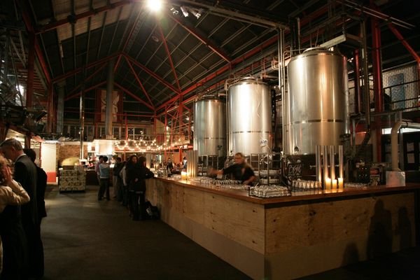 Having a drink in the Brewery