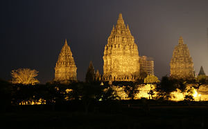Prambanan temple by night