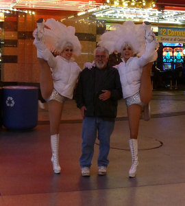 Jim with showgirls.