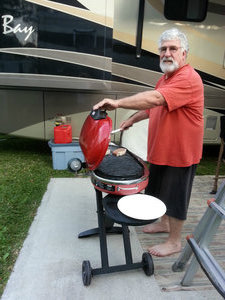 Jim grilling outside