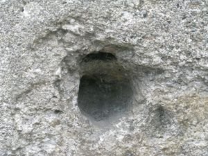 WW2 Bullit hole in 15th Century wall