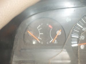 The empty fuel gauge! 