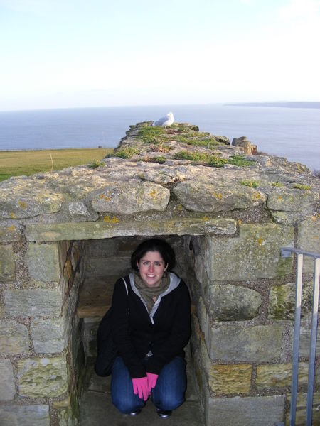 julia in cubby hole with seagull