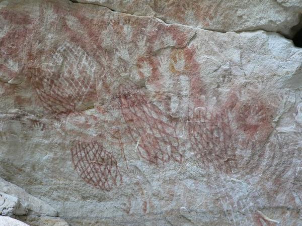 Aboriginal hand and net stencils